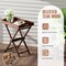 28" Tall Teak Wood Folding Tray Table with Carry Handles and Removable Top Compact Storage